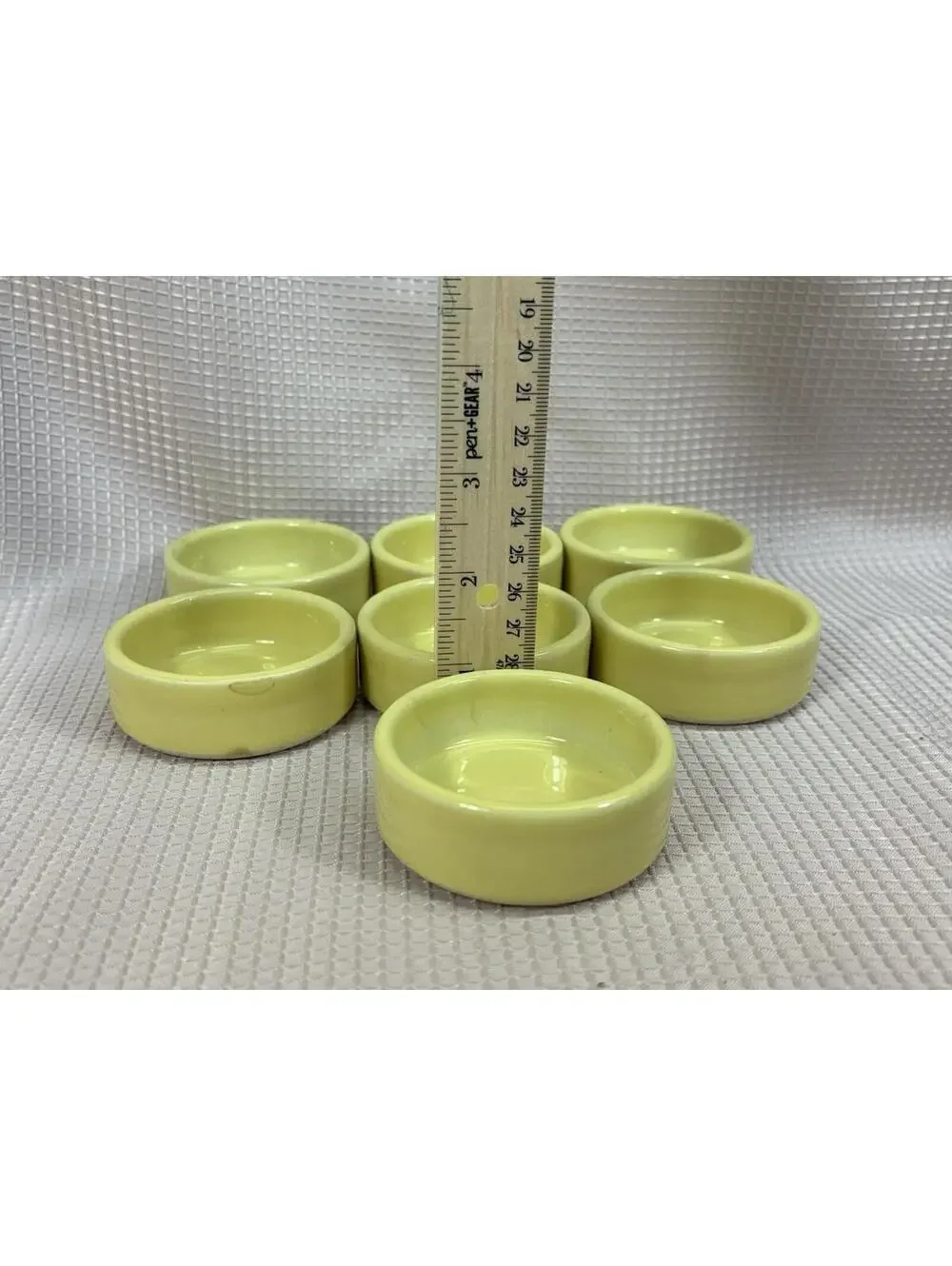 181 - set of 7 Coorsite Porcelain Salt Cellars - Yellow